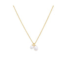 Mini Double Pearl Pendant Necklace Pearl White