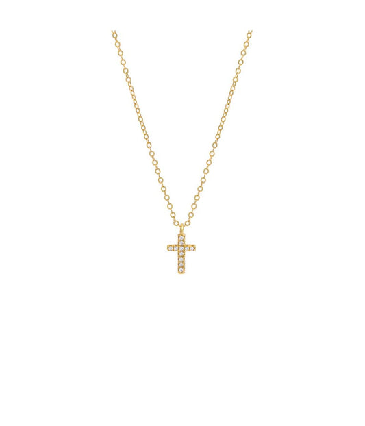 Mini Pave Cross Necklace Gold