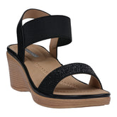 Women's Nia Black Embellished Elastic Wedge Sandals