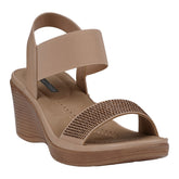 Women's Nia Natural Embellished Elastic Wedge Sandals