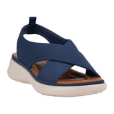 Women's Nixie Navy Stretch Lycra Wedge Sandals