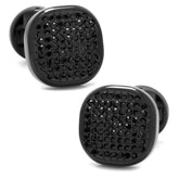 Black Stainless Steel Black Pave Crystal Cufflinks