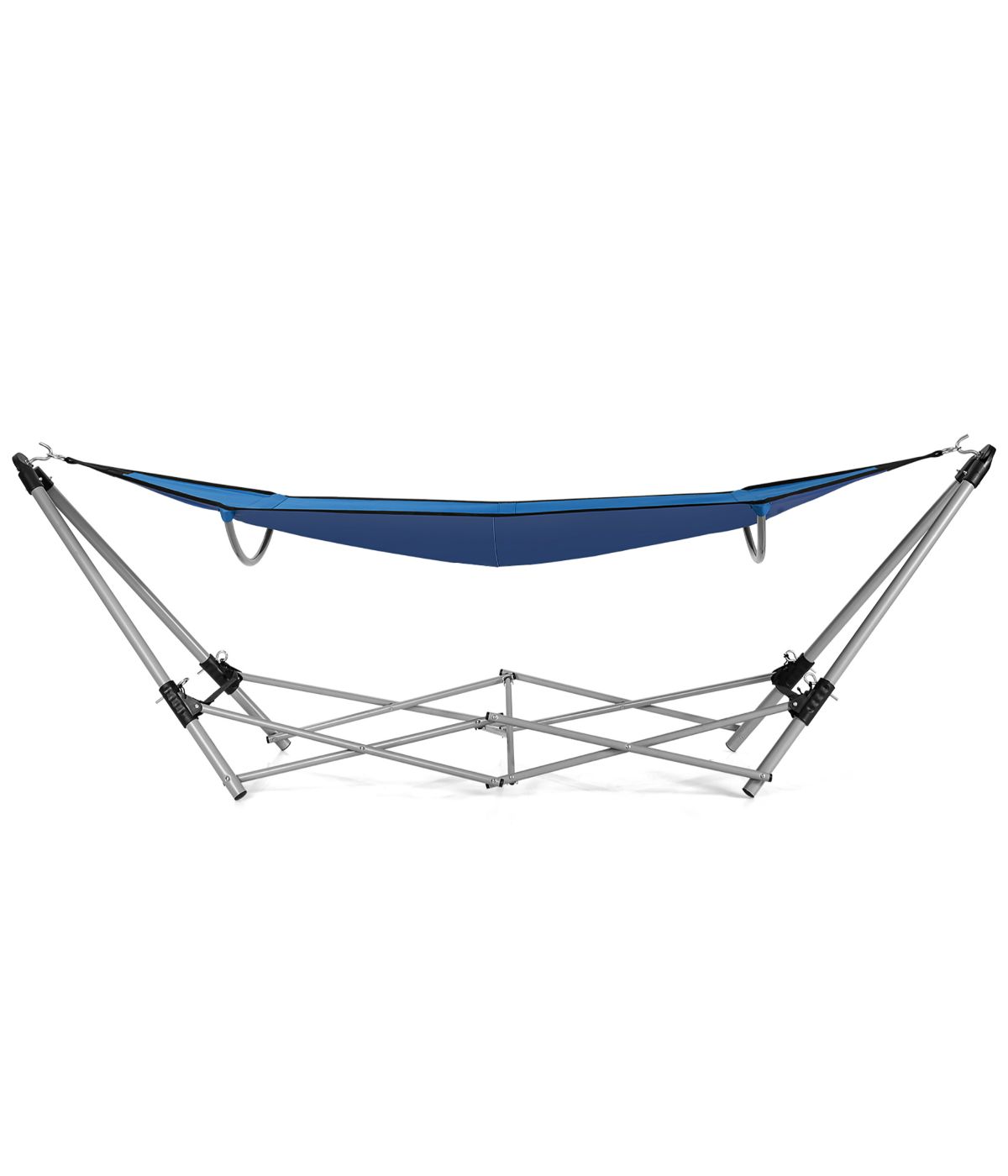 Portable Folding Hammock Lounge Camping Bed Steel Frame Stand With Carry Bag Navy