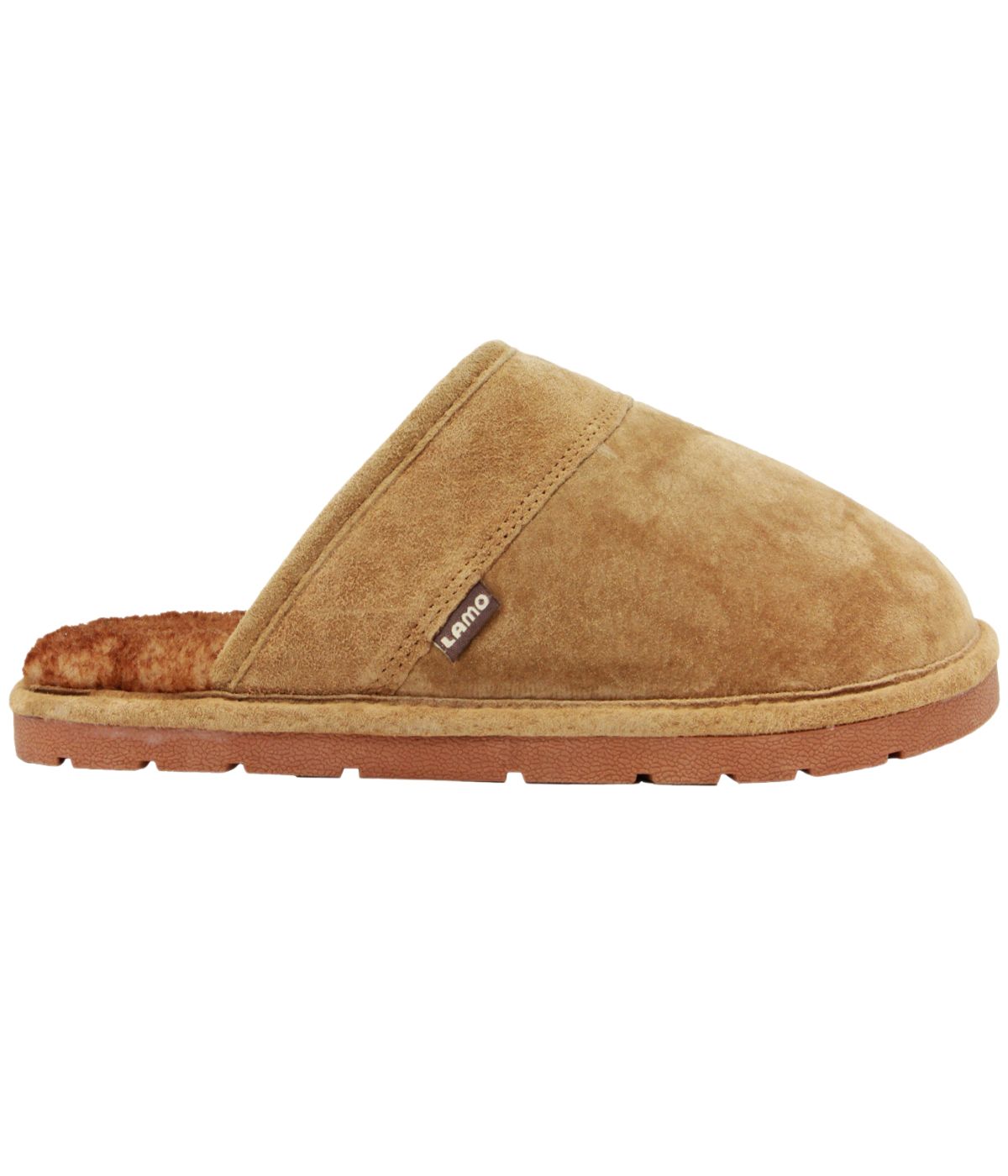 Men's suede scuff slipper with fur lining Chestnut