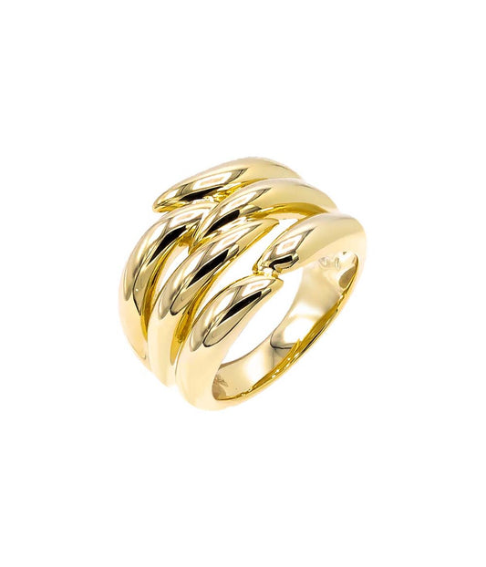 Solid Chunky Triple Claw Ring Gold