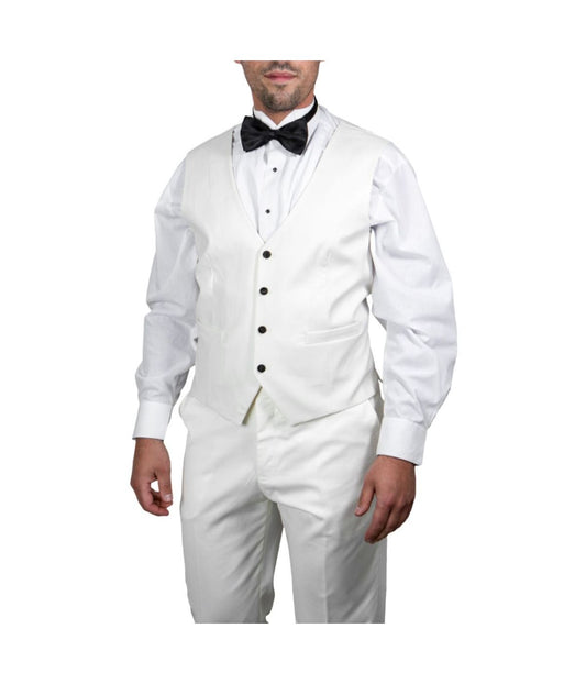 Mens Three Piece Satin Shawl Collar Tuxedo With Matching Vest Ivory