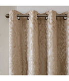 Azalea Knitted Jacquard Damask Total Blackout Grommet Top Curtain Panel Champagne