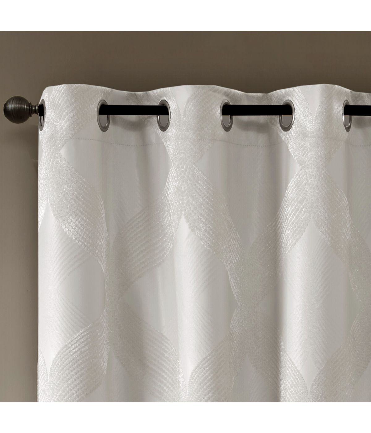 Byron Ogee Knitted Jacquard Total Blackout Curtain Panel Ivory