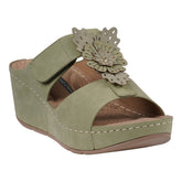 Women's Talia Green Floral Wedge Sandals