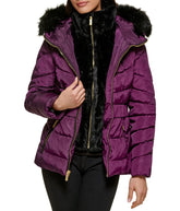 Faux Fur Trim Puffer Jacket 2 Eggplant