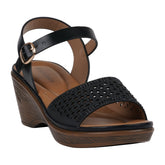 Women's West Black Wedge Sandals
