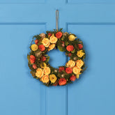 12" Orange and Yellow Flowers With Moss and Twig Artificial Floral Spring Wreath - Unlit