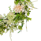 Hydrangea and Fern Spring Floral Berry Wreath-  28" - Green and Pink