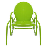 Outdoor Retro Metal Tulip Glider Patio Chair  Lime Green