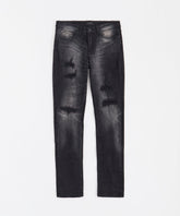 Men's Skinny Distressed Denim Pants - Black