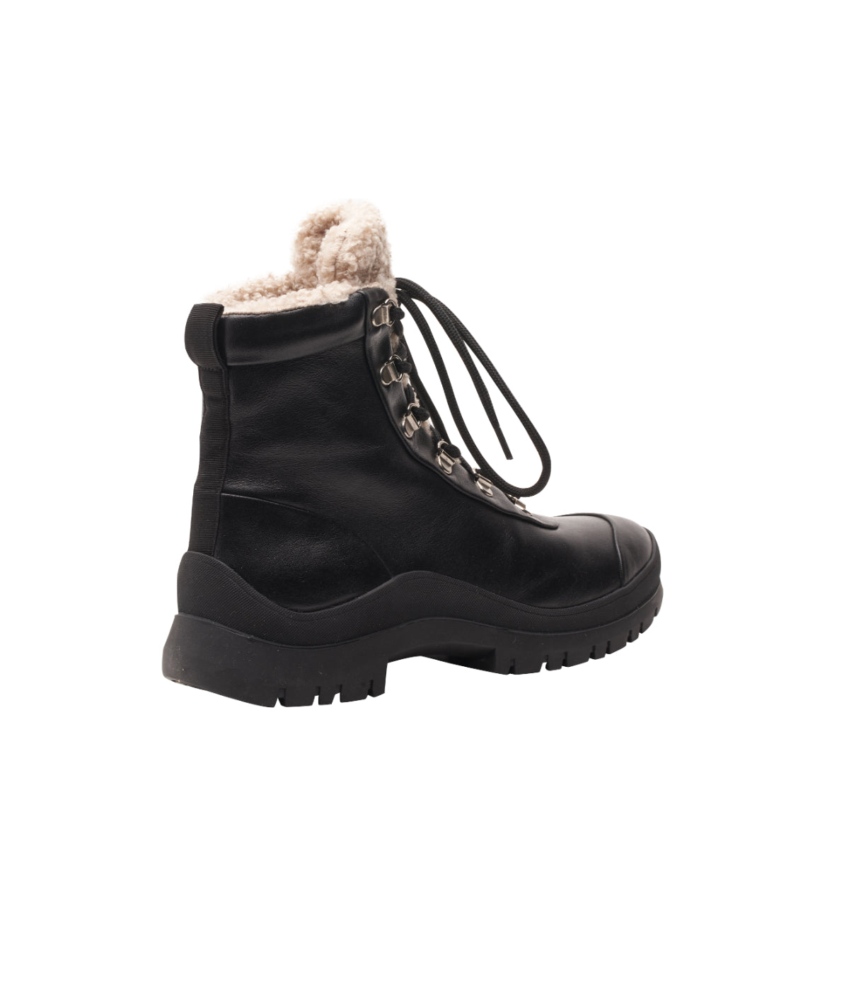Lace-Up Lug Bootie With Faux Shearling