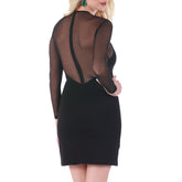 InstantFigure Short Dress With Sheer Mesh Deep V-Neck 168226