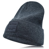 Vintage Havana Heather Grey Beanie for Women & Men | Thick Cuffed Knitted Winter Hat Beanies Unisex Skull Caps| Vintage Logo Patch