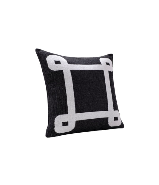Geo Border Decorative Pillow Black
