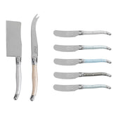 7-Piece Laguiole Cheese Knife and Spreader Set With Mother of Pearl Handles