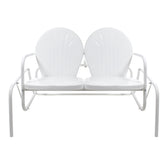 48.25" Outdoor Retro 2-Person Metal Tulip Double Glider Patio Chair  White