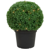 20" Pre-Lit Artificial Boxwood Ball Topiary in Round Pot  Clear Lights