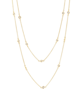 Bezel 36" Necklace Finished in 18kt Yellow Gold- 2mm