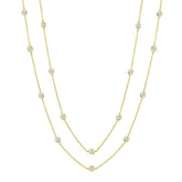 36" Station Bezel Necklace in Gold