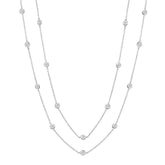 36" Station Bezel Necklace in Platinum