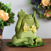 Peaking Frog With Bowtie Sitting on Lily Pad Spring Decoration - 8"