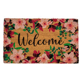 Natural Coir Blossoming Floral Outdoor Rectangular "Welcome" Doormat 18" X 30"