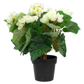 11" Cream Potted Silk Begonia Spring Artificial Floral Arrangement