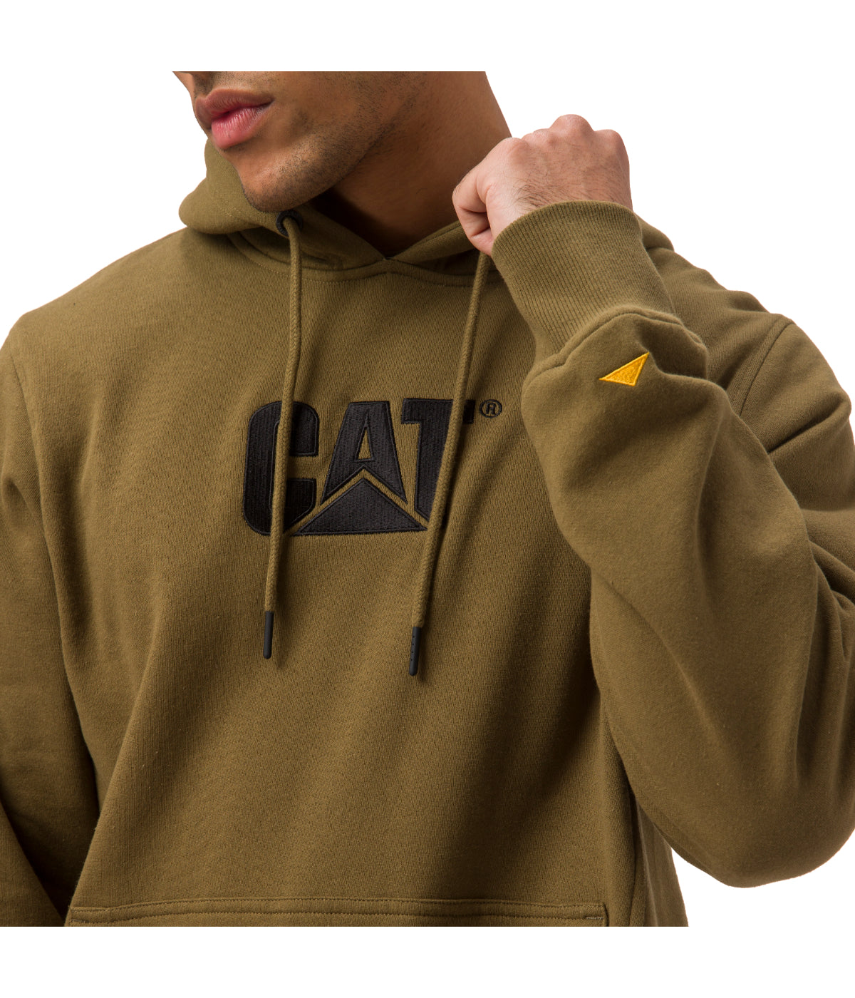 Fleece Cat Logo Pullover Hoodie Military Olive