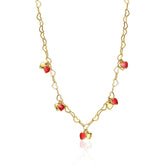 Toddlers/Kids 14k Gold Plated Red Heart Enamel Charm Necklace