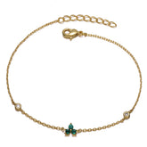14K Gold Plated Chain Link Bracelet With Green or Red Cubic Zirconia