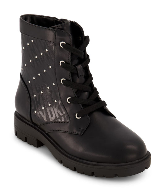 Moto Boot With Studs And Repeat Blanded Logo Black