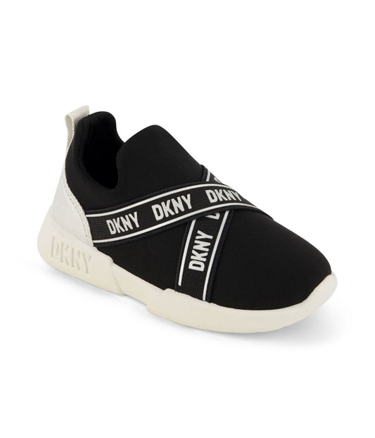 Slip On Sneaker With Criss Cross Repeat Logo Black