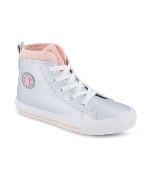 High Top Two Color Sneaker Silver 