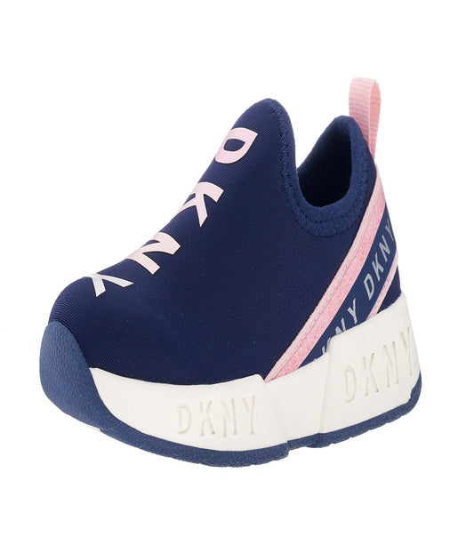 Slip On Sneaker With Color Pop Heel Strap Navy
