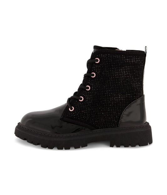 Moto Boot With All Over Crystals Upper Black