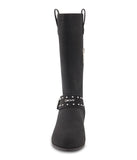 Tall Wester Feel With A Studded Strap Boot Black