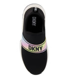 Slip On Sneaker With Rainbow Elastic Strap Black