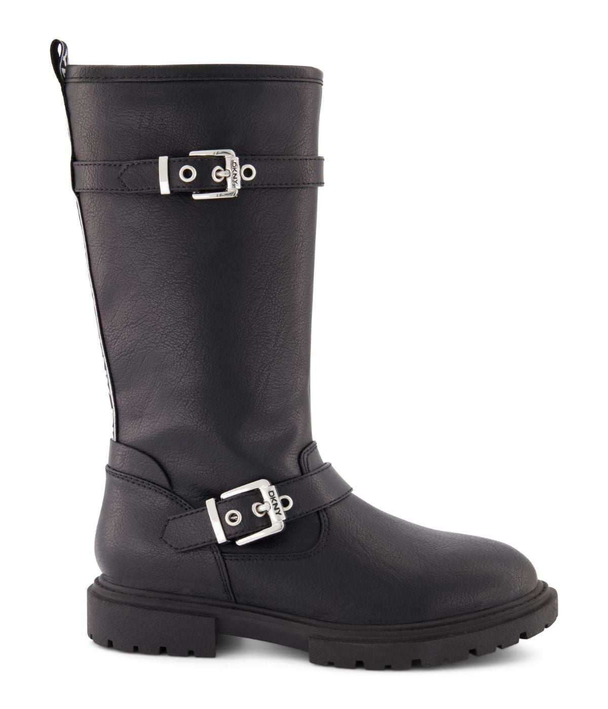 Tall Moto Look With Double Buckles Boot Black