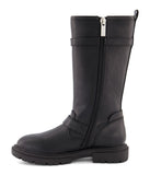Tall Moto Look With Double Buckles Boot Black
