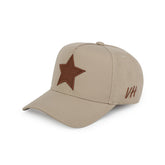 Vintage Havana Trucker Hat for Women & Men – Khaki & Brown Adjustable Cap – Embroidered Star