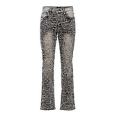 Patchwork Distressed Denim Jeans - Century Penthouse SMOKE