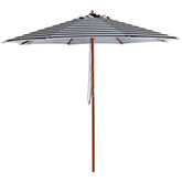 Striped Outdoor Patio Market Umbrella With Wooden Pole - 8.5' - Blue and White