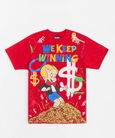 Richie Rich We Keep Winning Applique Short Sleeve Tee - Red