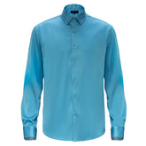 Barocco Luxe Satin Stretch Shirt AQUA