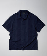 Jacquard Knit Textured Polo Shirt - Navy